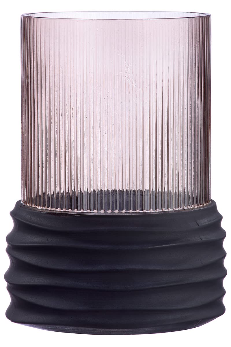 Casablanca Decorative Vase Flower Vase Groove Glass - Brown Glass - Height 26 cm