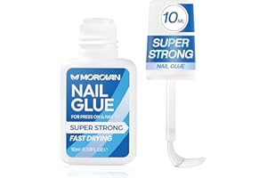 MOROVAN Super Strong Brush-On Nail Glue: Fast Drying Adhesive for Press On Nails, Acrylic Tips & Nail Art, Long Lasting, No UV Light Needed, 10ml