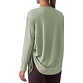 altiland Drawstring Side Ruched Long Sleeve Workout Shirts for Women, Buttery Soft Running Gym Athletic Yoga Tops Loose Fit
