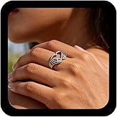 Xduargs Punk Skull Hand Finger Ring Silver Skeleton Hand Open Knuckle Ring Vintage Heart Gesture Wrap Open Ring Gothic Adjustable Stacking Ring Jewelry for Women