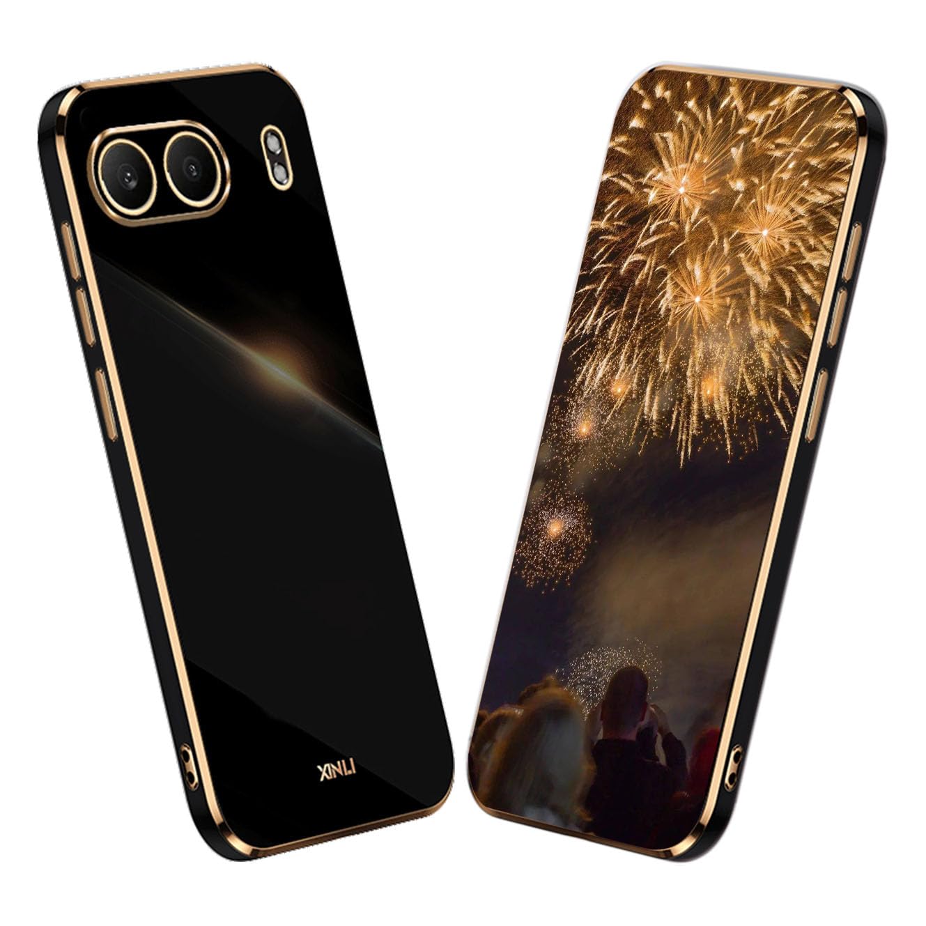 YUECXIN Case for OnePlus Nord 4, Ultra Thin Luxurious Bling Soft Premium TPU Bumper Silicone Elegant Cover, Plating Phnom Penh Shockproof Drop-proof Case, Black