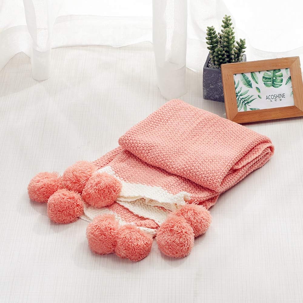 Zebrum Knitted Quilt Blanket,Throw Blanket,Cuddle Sheet for Newborn/Infant/Kids,Soft/Cozy,Breathable, Knit Blanket for Couch,Decorative Knitted Blanket 28 x 39 INCH (Pink)