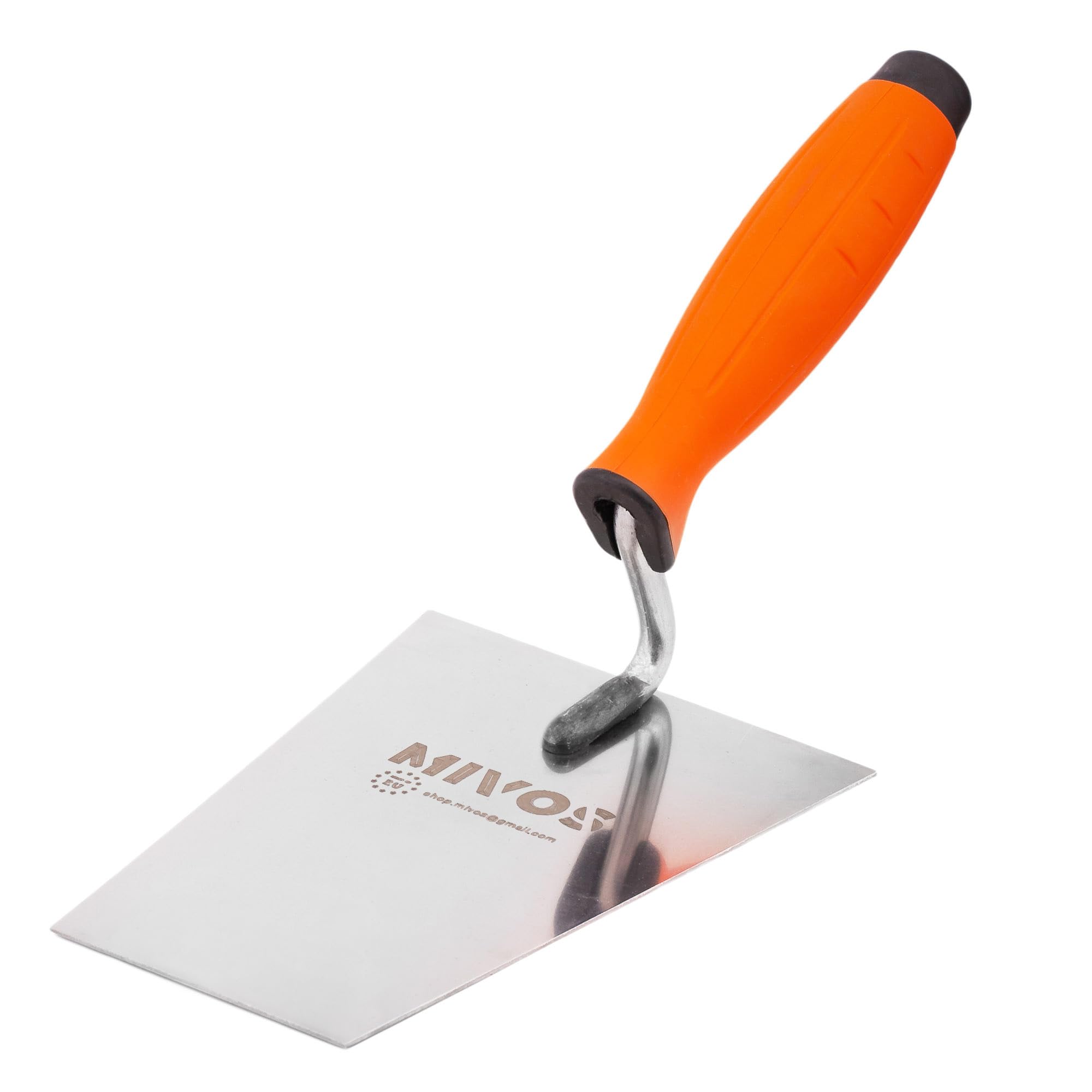 Mivos Mason's Trowel 160 mm Stainless Steel - Rustproof Stucco Trowel 160 mm x 75 mm with Soft Grip - Trapezoidal Smoothing Trowel for Masonry Work - Made in EU