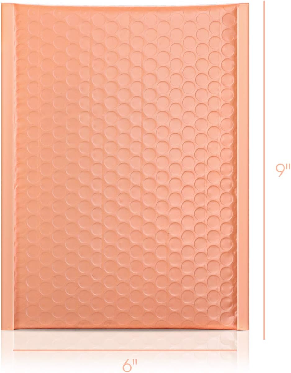 Metronic 25pcs Poly Bubble Mailers 6x10 Inch Padded Envelopes #0 Bubble Lined Poly Mailer Self Seal Peach Quartz : Office Products