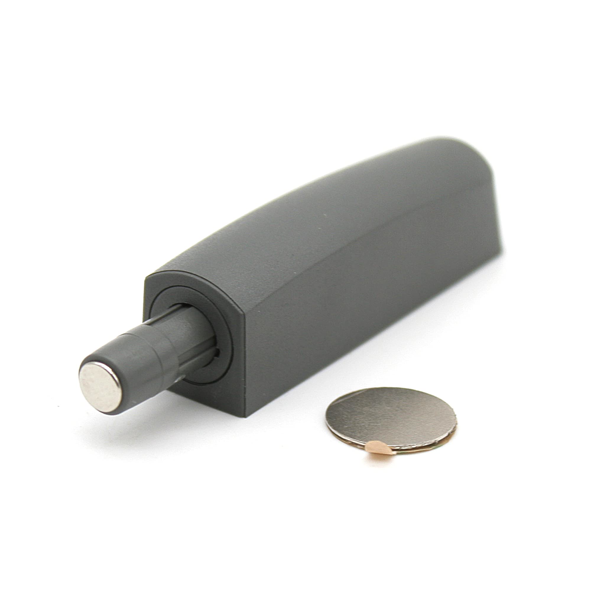 DOJA Barcelona Push to Open Door Opener, Pack of 4, Anthracite, Door Damper for Cabinet Door, Door Closer for Wardrobe Doors, Magnetic Release Latches, Cabinet Door Damper