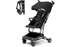 Bebehoo Lightweight Travel Baby Stroller, Foldable Portable Airplane Compact Umbrella Strollers for Toddler 1-3 Years (Full Canopy,Black)
