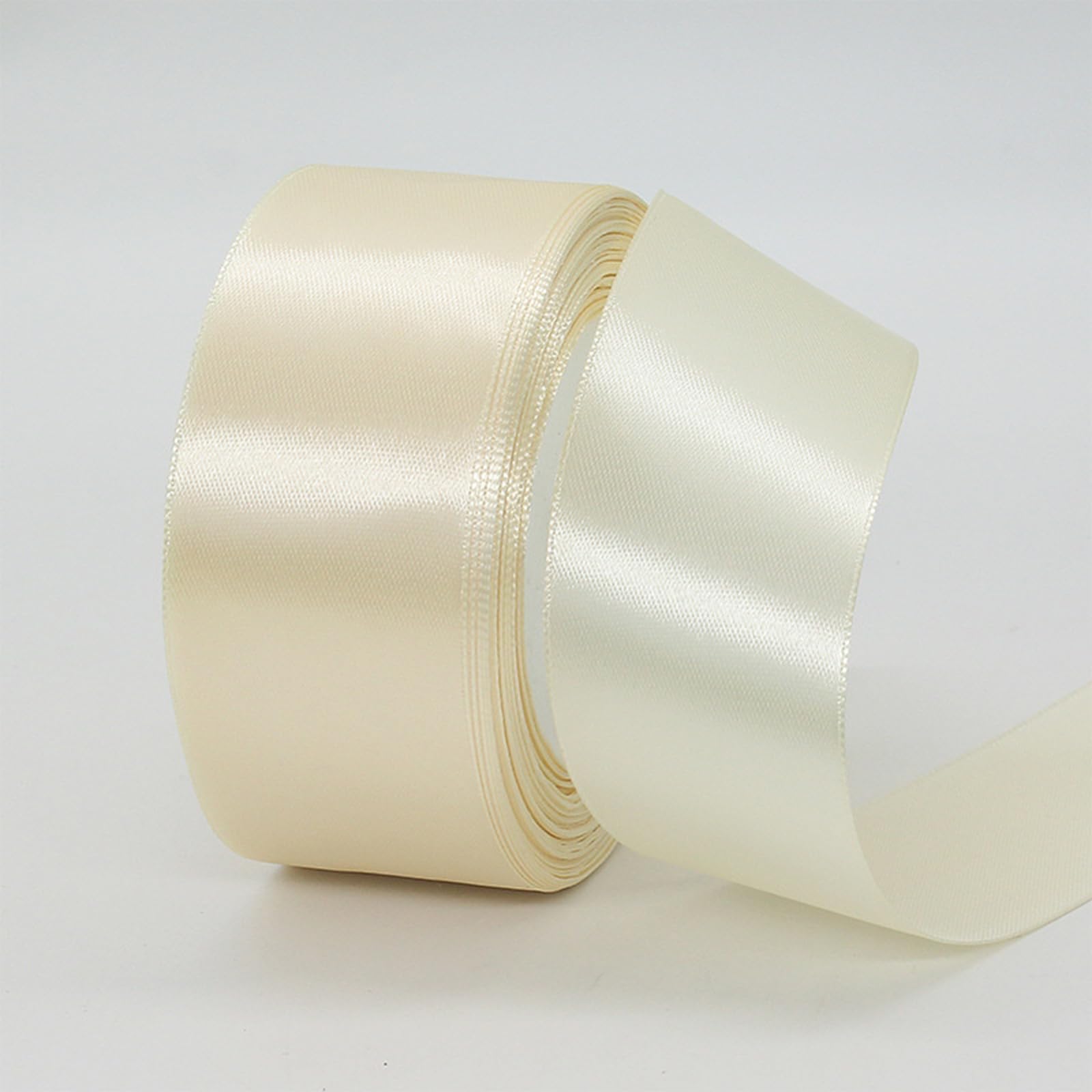 Photo 1 of 1.5 Inch x 25 Yards Ivory Satin Ribbon Solid Polyester Ribbons for Gift Wrapping, Crafts, Wedding Party Holiday Decor, Flower Arrangement