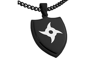 Tioneer Stainless Steel Ninja Emblem Shield Pendant Necklace