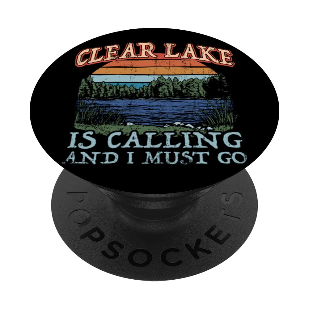 Fishing Boating Camping Retro Lake Vacation Clear Lake PopSockets Swappable PopGrip