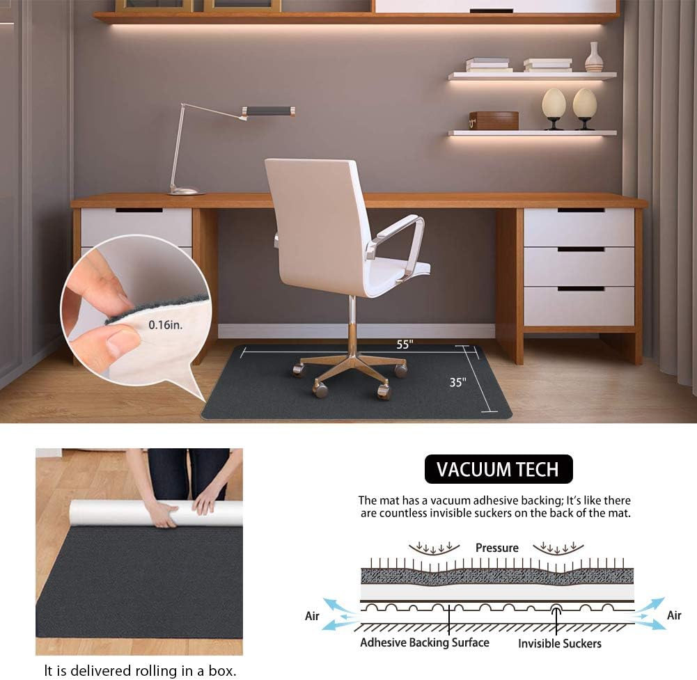 Office Chair Mat, Upgraded Version - Office Desk Chair Mat for Hardwood Floors, 1/6" Thick 55"x35" Hard Floor Protector Mat, Multi-Purpose Chair Carpet for Home (Dark Gray) : Office Products