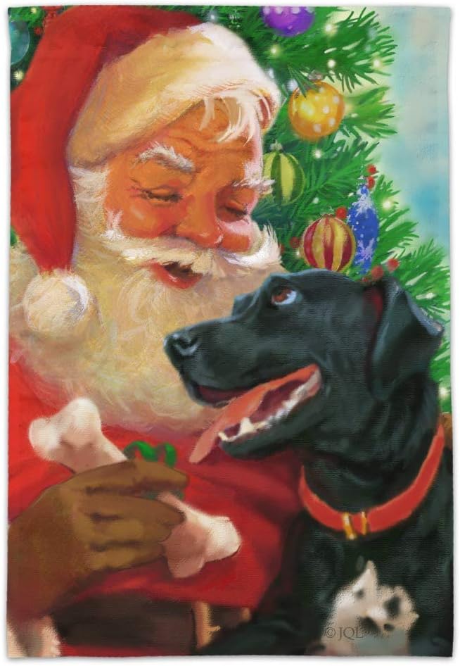 GRAPHICS & MORE Christmas Holiday Santa and Black Lab Labrador Dog Garden Yard Flag