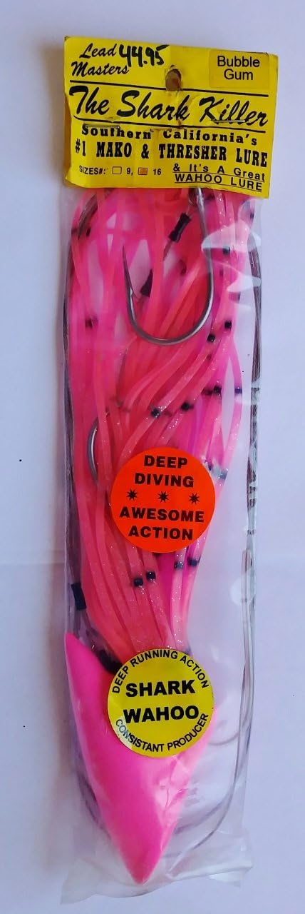 Lead Masters Shark Killer Mako & Thresher Lure, Rigged, 16 oz Bubble Gum
