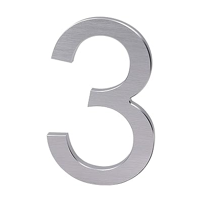 pix 6 Inch House Numbers 6 inch modern house numbers premium aluminum floating home address number with exquisite drawing process silver number 3