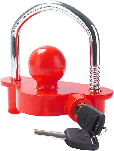 Tevlaphee Trailer Lock Coupler 11-Position Adjustable 1-7/8 2 2-5/16 Red