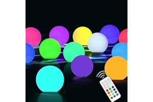 Purheme Floating Pool Light, 16 RGB Color Changing with Remote, IP67 Waterproof Pool Glow Ball Lights, Glow Pool Lights for Hot Tub,Bathtub,Spa, Halloween Home Decoration Christmas Lights