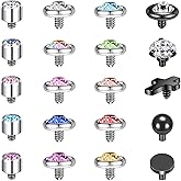 ZS 16G Dermal Piercing Jewelry Surgical Steel Diamond Tops for Men Women Surface Piercing Jewelry Tops Black Gold Microdermal Piercing Jewelry