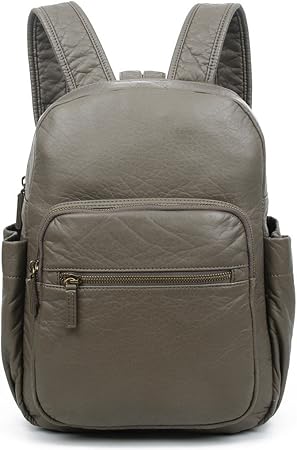 grey faux leather backpack