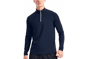 Zengjo 1/4 Zip Pullover Mens Running Shirt Long Sleeve