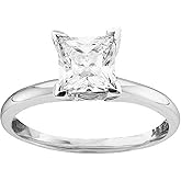 14k White Gold Princess Cut Diamond Solitaire Bridal Wedding Band Engagement Ring (1/4 Cttw)