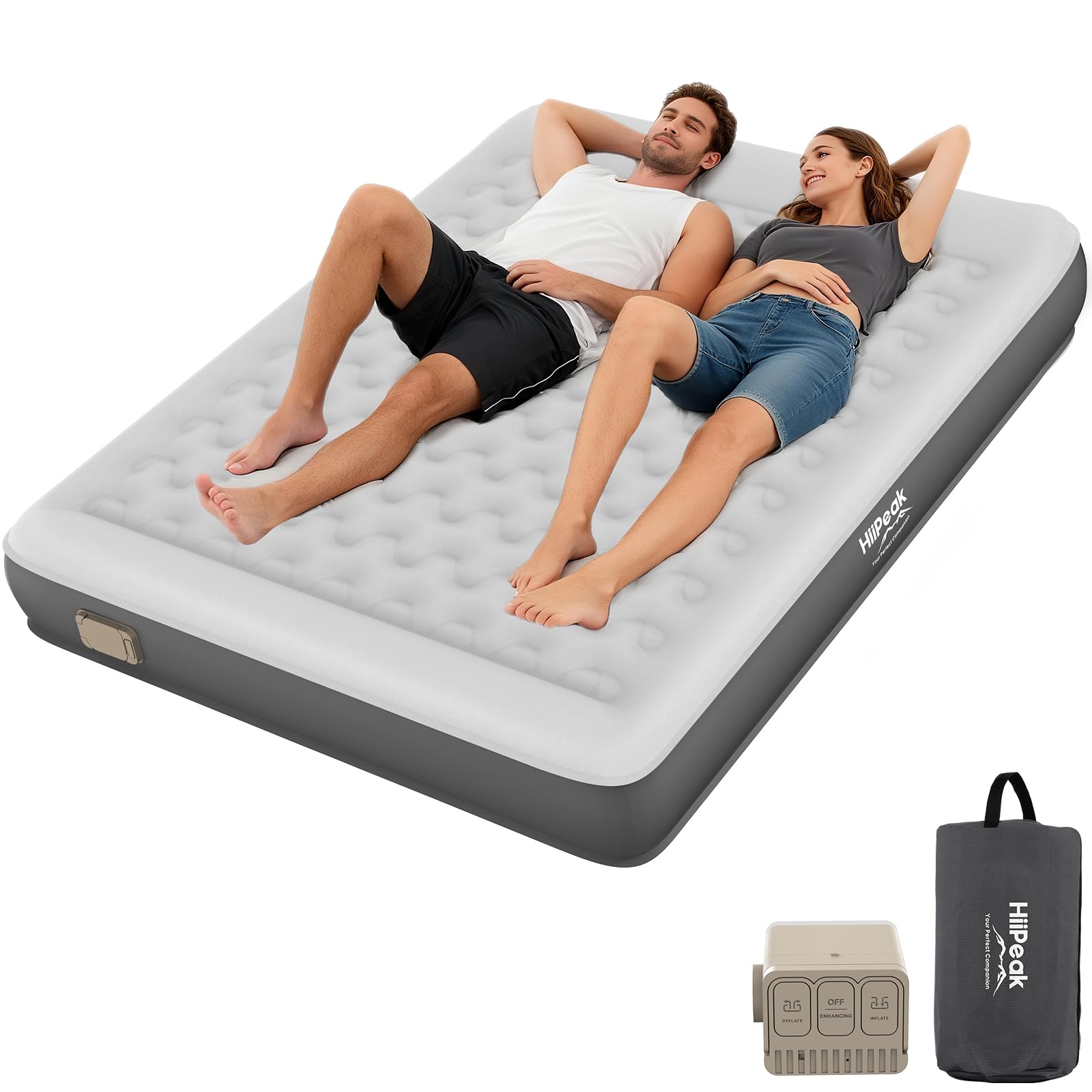 Photo 1 of HiiPeak Queen Air Mattress Bed with Removable Multi-function Air Pump, Self Inflatable TPU ECO Blow Up Bed, All Night Stability No Lost Air, No Peculiar Smell for Camping, Home, Guests Portable Travel