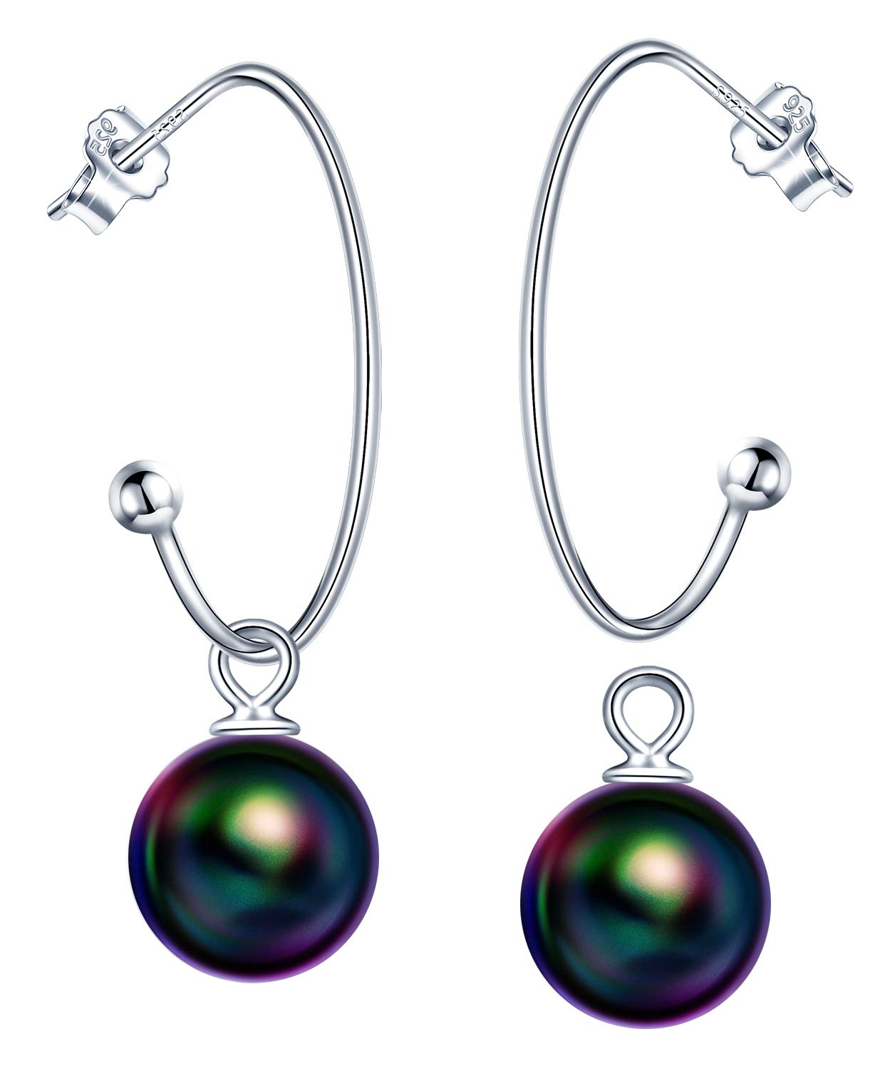 925 Sterling silver Woman's Earrings Studs, Colored pearl Dangle & Drop earring for girl, "Beating Pearl", elegant, gift for Birthday, Valentine's Day and Christmas