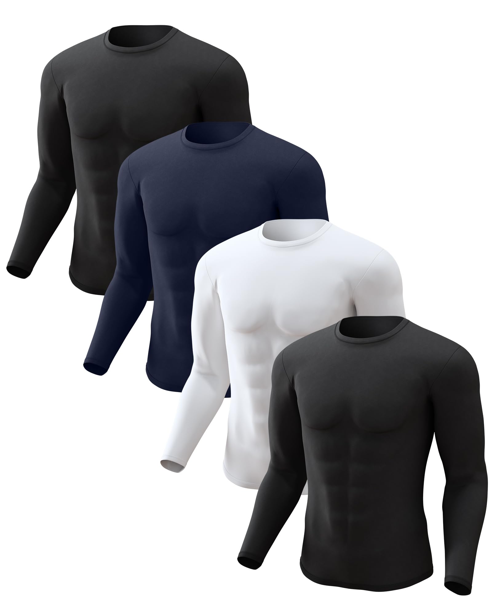 Photo 1 of *MINOR DAMAGE - USED*
4 Pack Men's Thermal Shirts Fleece Lined Long Sleeve Tops Base Layer Compression Long Johns Undershirt Running Gear for Winter Cold Weather,Large,4PCS-Black/Black/White/Blue