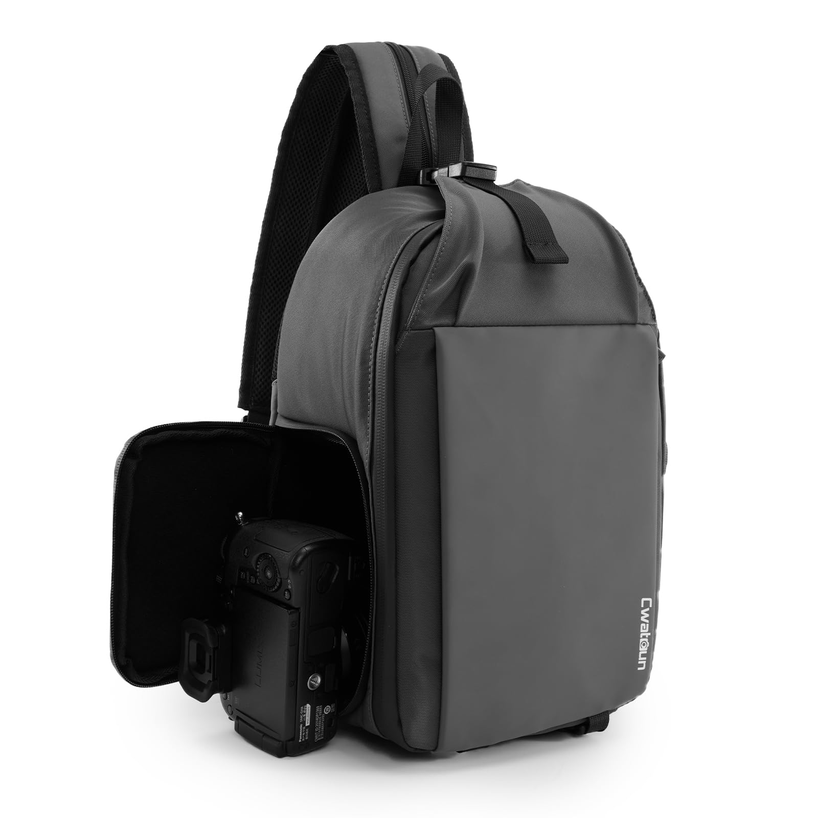 Cwatcun Camera Bag，SLR DSLR Canvas Sling Bag Small Compact Camera Shoulder Bag Crossbody Camera Case photography Purse with Padded Shoulder Strap for Canon Nikon Sony Fuji Mirrorless Cameras