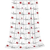 Valentine's Day Throw Blanket, Romantic Heart Love Wedding Anniversary Blanket, Soft Lightweight Fuzzy Flannel Blanket, Warm Cozy Fleece Blanket for Couch, Bed, Sofa, 50 x 60 Inches