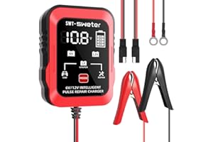 1.5 Amp Car Battery Charger, 6V/12V Smart Fully Automatic Battery Charger and Maintainer, Trickle Charger for Cars, Lawnmower