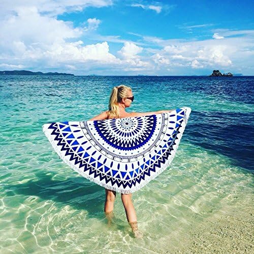 59" Cotton Thick Round Large Beach Towel, Pool Towel,Beach Throw, Letigo Indian Mandala Microfiber,Beach Blanket with Tassels