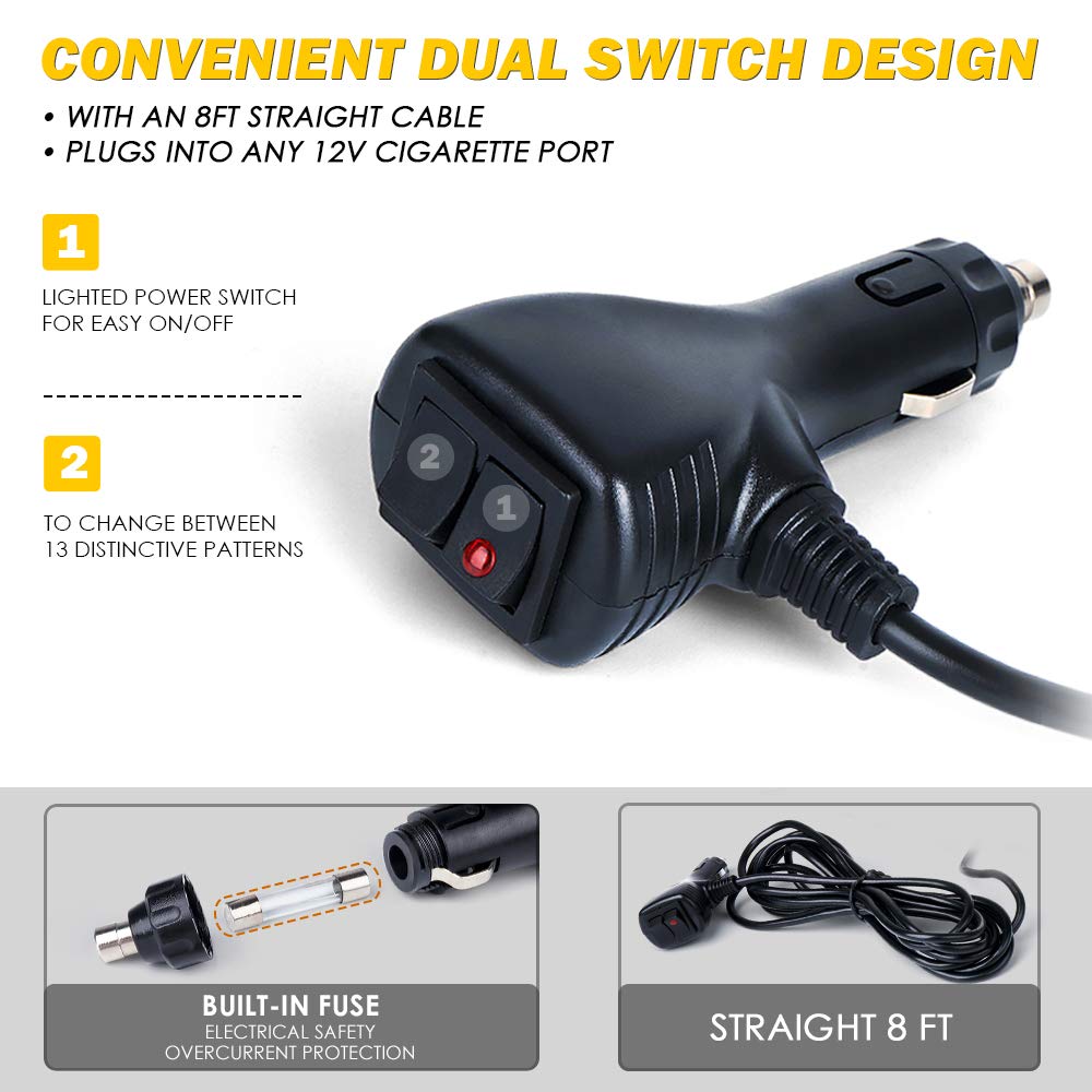 Xprite Red Blue 48LED Visor Strobe Flashing Lights Interior Windshield Sunshield Emergency Warning Lights for Police Volunteer Firefighter Vehicles Trucks