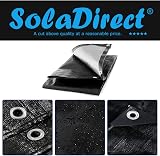 SolaDirect 10 x 12 m Black Tarpaulin 235 GSM Waterproof Heavy Duty Tarp view 2