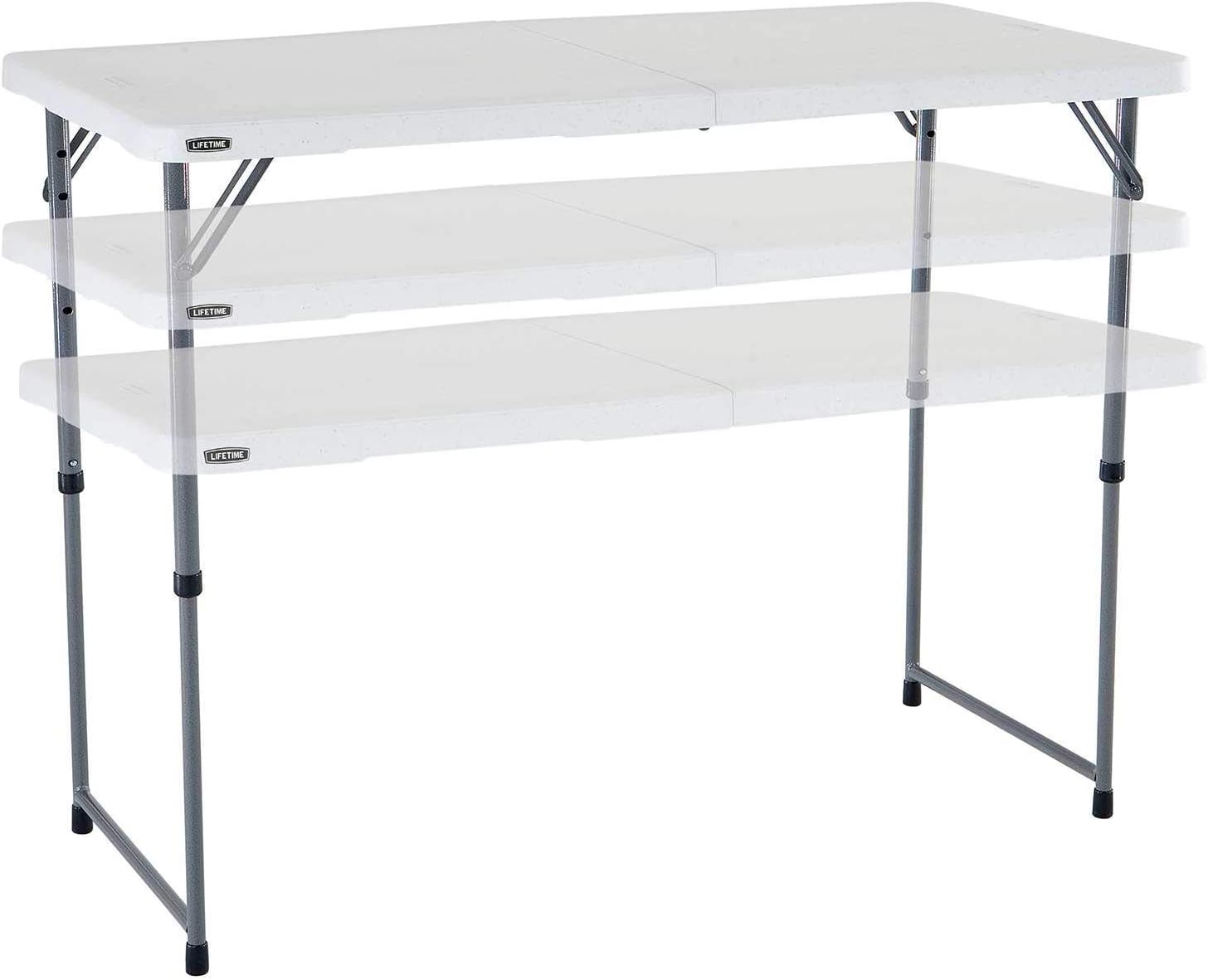 Lifetime Height Adjustable Craft Camping and Utility Folding Table, 4 ft, 4'/48 x 24, White Granite : Sewing Table : Garden & Outdoor