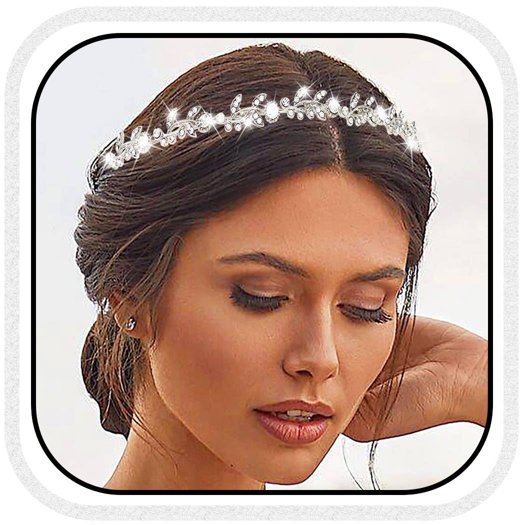 Zoestar Rhinestone Bridal Headband Silver Crystal Headbands Sparkly Headpiece Wedding Hair Accessories for Women
