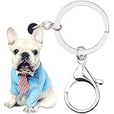 NEWEI Acrylic French Bulldog Puppy Dog Key Chains Animal Rings Purse Car Gift For Women Girls Ladies Charms Pets