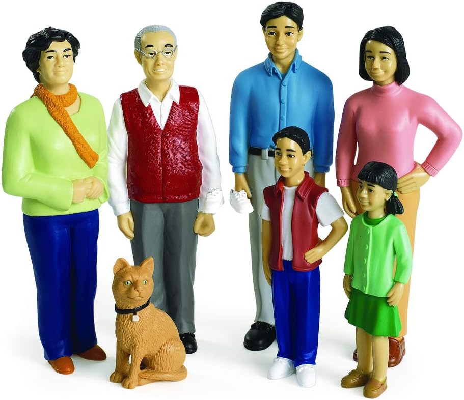 Excellerations Educational Multicultural Pretend Play 2.25 inches - 5.25 inches H Figurine Asian Family Dolls Set of 7, Educational, PreK, Children Ages 3 Years and Up