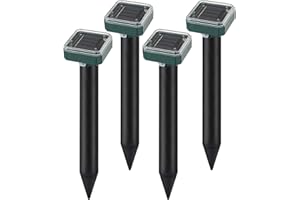 ARIIE Mole Repellent 4 Pack Ultrasonic Solar Powered Animal Repellent for Outdoor Lawn Garden for Snakes, Moles, Gophers, Groundhogs, Voles and Other Burrowing Rodents