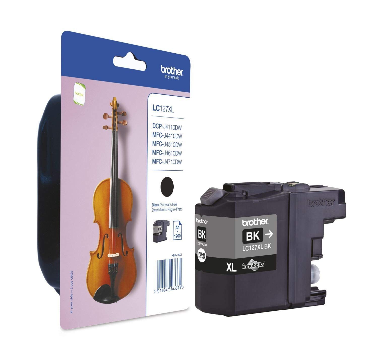 Brother LC-127XLBKBP LC-127XL Ink Cartridge High Capacity 1,200 Pages Blister Packaging Black, LC127XLBK