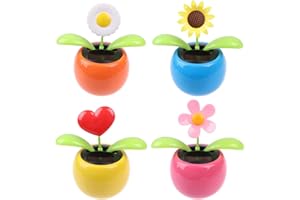 WELECOM 4 Solar Dancing Butterfly Toy Solar Powered Dancing Sun Flower in Colorful Pots Swinging Heart Flip Flap Animated Bobblehead Dancer Window Rose Sun Catcher Car Dashboard Decor Portable Suncatchers