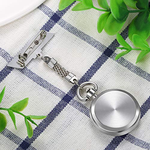 Women Nurses Watch Simple Classic Unisex Doctor Tunic Lapel Pin-on Brooch Quartz Fob Watch Large Arabic Numeral Mark with Metal Link - Thumbnail 4