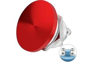 ZJWZJH (5 Amp) Push Button Switch Red 22mm Momentary Mushroom Head Waterproof DC 5V 12V 24V 120V 250VAC 1NO SPST Stainless Steel 7/8'' Mounting Hole