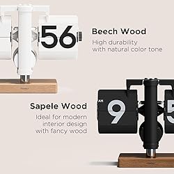 mooas Classic Modern Wood Mini Flip Desk Clock