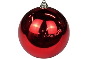 GnFlus Large Shatterproof Christmas Ball Ornaments, Red, 7.1" (1pcs), Classic Style, Set of 4, Hanging, Christmas, Birthday, New Year, Anniversary, Valentine's Day