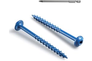 BNUOK Pocket Hole Screws 2 Inch, 300Pcs, Anti-Rust Blue Coated Pocket Screws #8 x 2, Exterior Wood Screws, Coarse Thread, Washer Head Square Drive, Self-Tapping Tip, with Drive Bit
