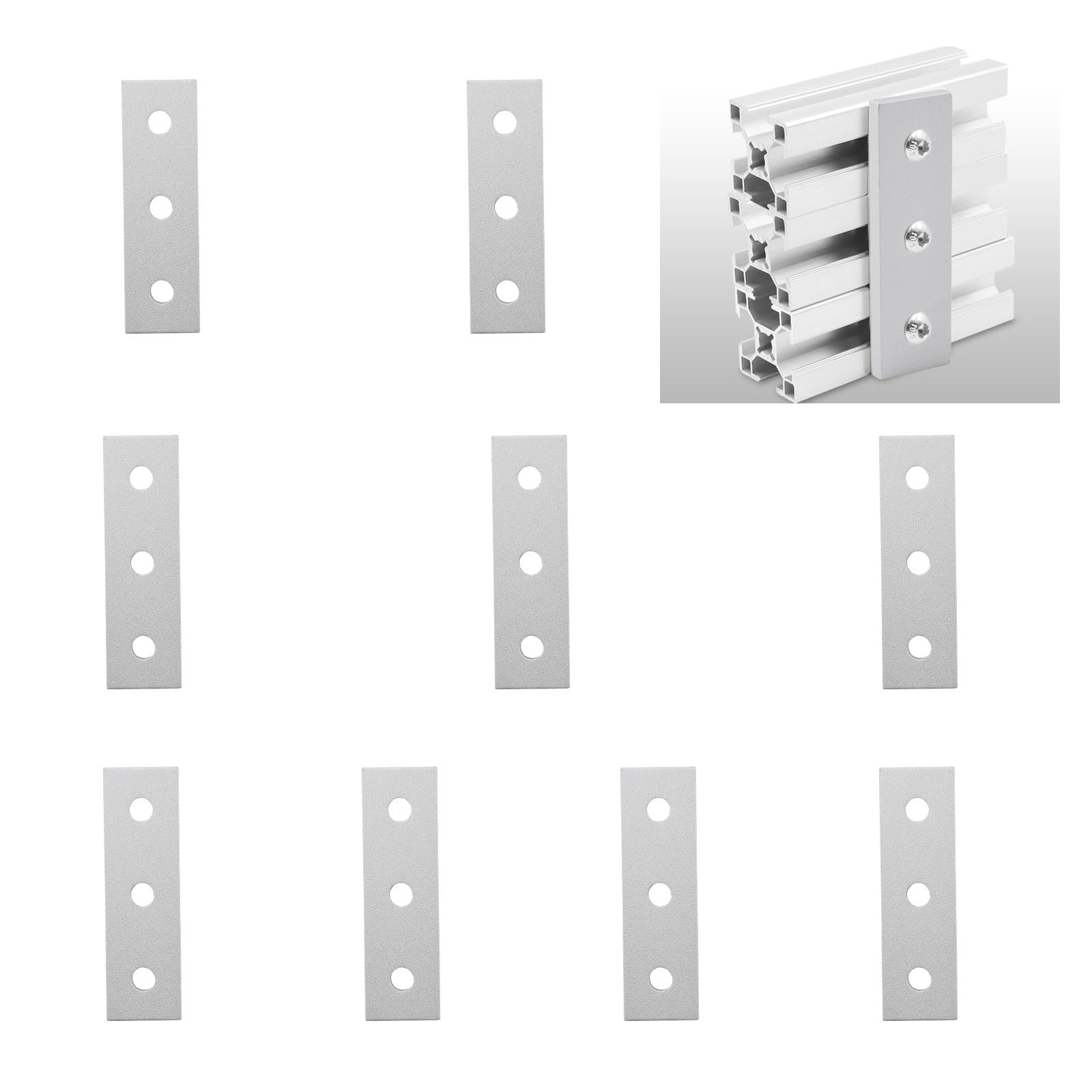 UFURMATE Flat Mending Plate, 9PCS Aluminum Alloy Straight Joining Plates Flat Metal Connector Mending Joining Bracket Fixing Hardware for 2020 Series Aluminium Extrusion Profile Connect
