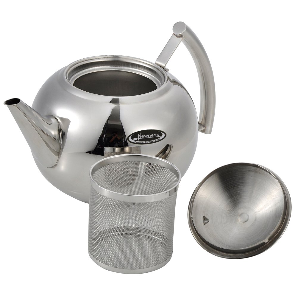 Tea Pot [Small, 33 Ounces(1.0 Liter)], Newness Polished Stainless Steel