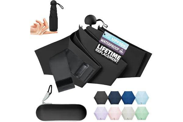 Lilac Travel Compact Mini Umbrella for Rain, Lightweight UPF100+ UV Sun Protection, Portable Pocket-Sized small Easy Use for