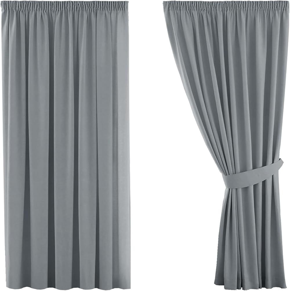 H.Versailtex Blackout Curtains 2 Panels 46x54 Pencil Pleat Pair with Tiebacks
