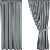 H.Versailtex Blackout Curtains 2 Panels 46x54 Pencil Pleat Pair with Tiebacks