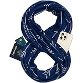 Pop Fashion Infinity Scarf for Women - Lightweight Travel Scarf with Hidden Zipper Pocket - Arrow Pattern